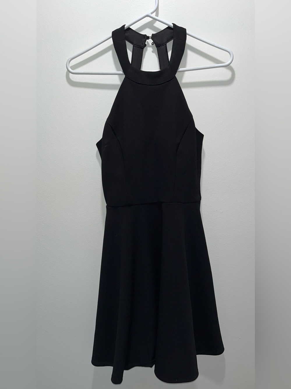 Black Halter Fit-and-Flare Dress - Women's